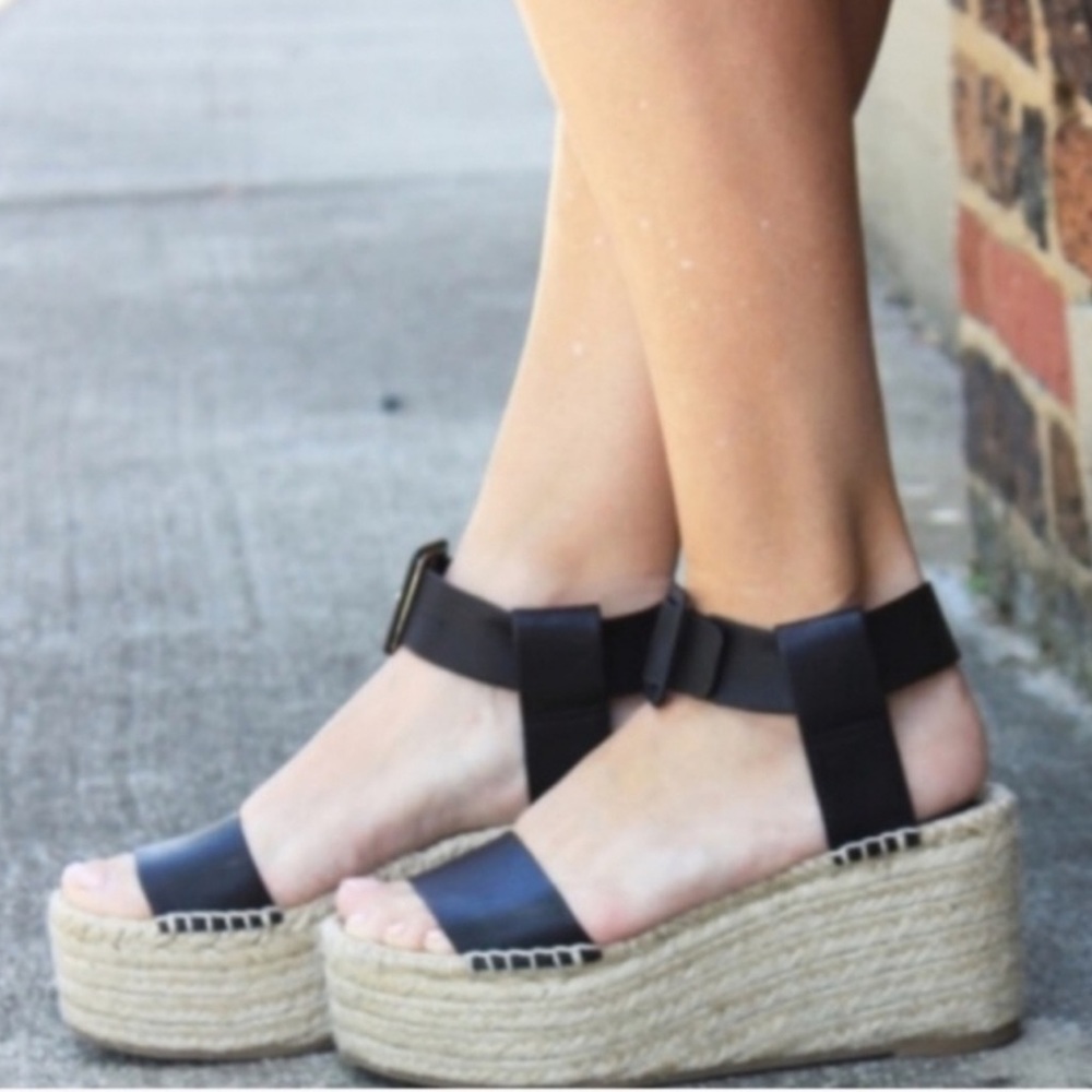Vince ABBY Espadrille Platform Sandals Black size 5